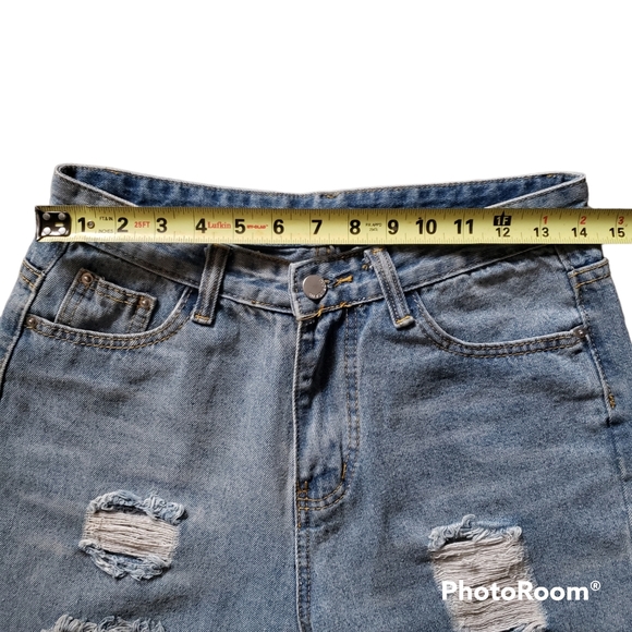 Pudr Jeans Womens Petite Light Wash High Rise Distressed Ripped Jeans Size XS - Picture 3 of 9